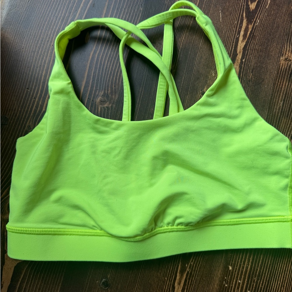Lululemon Athletica Energy bright yellow Green Strappy Sports Bra